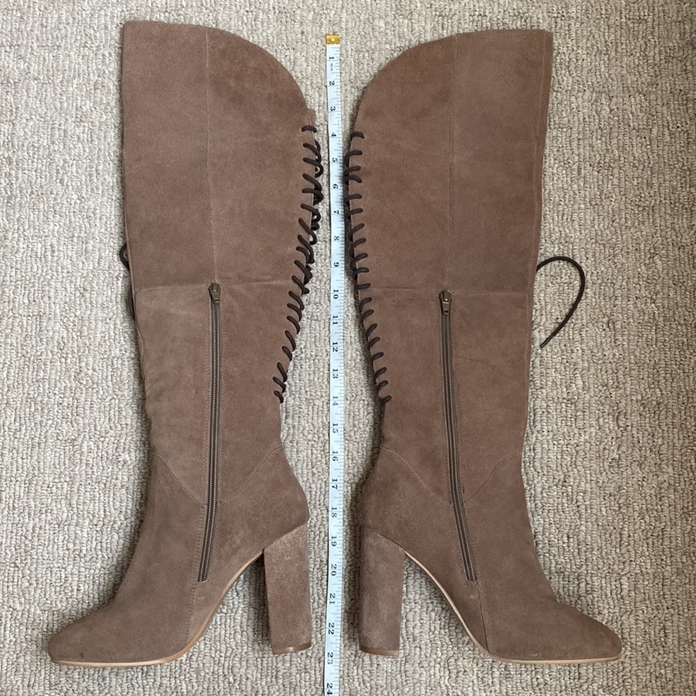 Steve Madden Revolvee Over the Knee Suede Leather Lace Up Block Heel Boho Boots - Picture 4 of 9